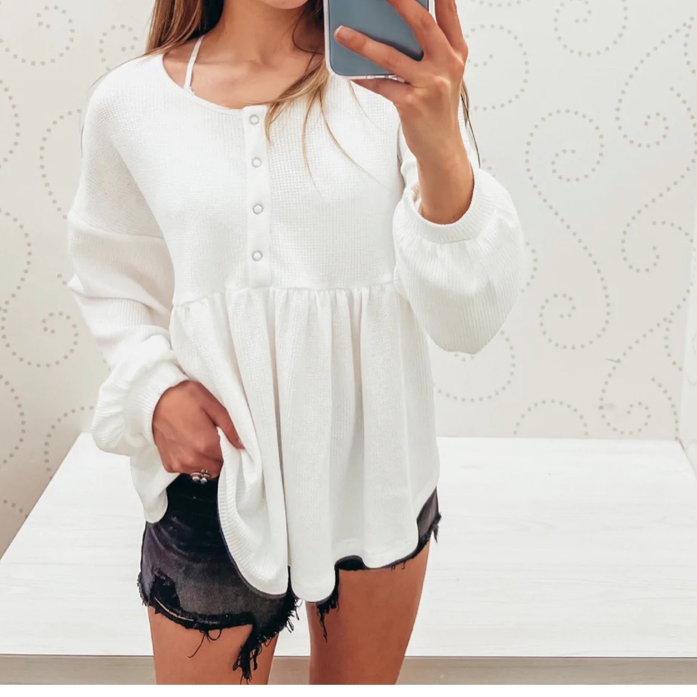 Wishlist waffle knit white top